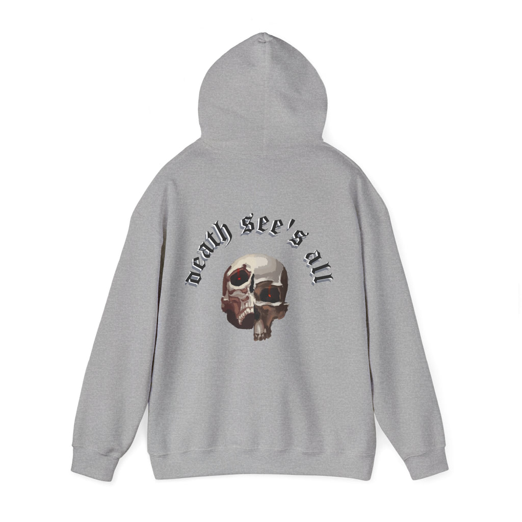 Death see's all skull art Hoodie, gothic skull sweat-shirt, reality skull pullover, skull art, Skull Drip Hoodie, design drawn by artist