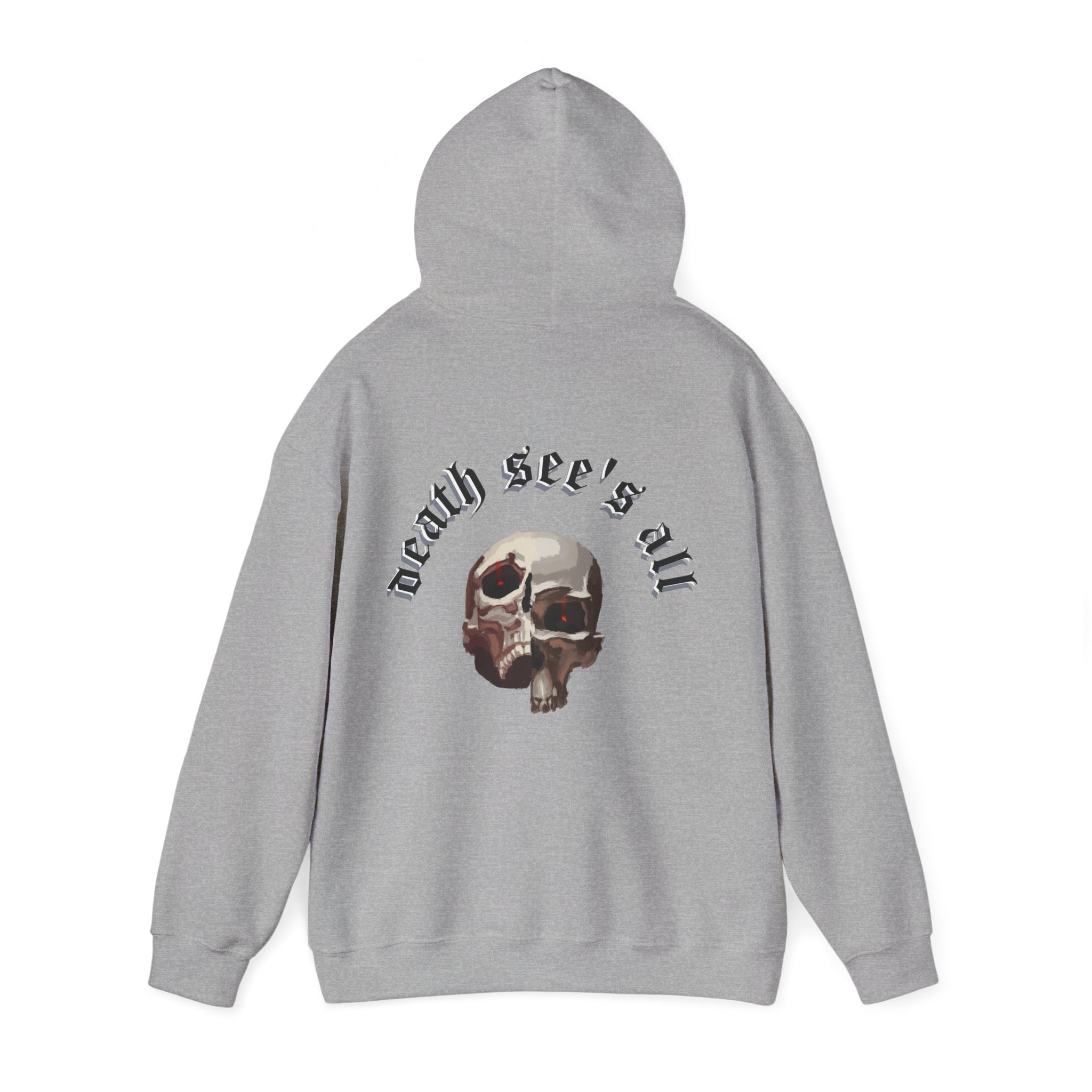 Death see's all skull art Hoodie, gothic skull sweat-shirt, reality skull pullover, skull art, Skull Drip Hoodie, design drawn by artist