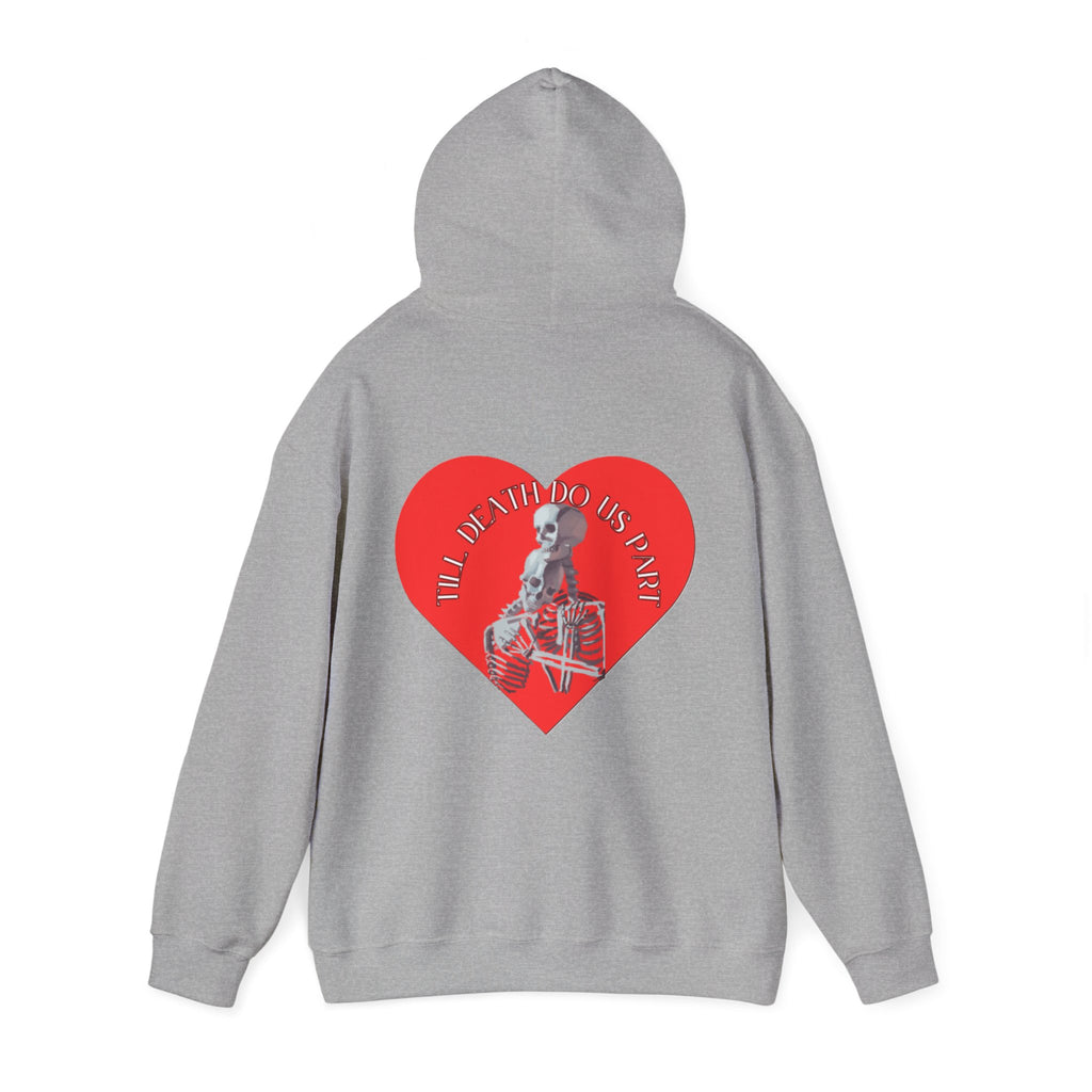Skull and Heart Hoodie, gothic skull sweat-shirt, warm pullover, skull art, Romantic Skull Sweatshirt, Sweatshirt color, Edgy Love Skull Sweatshirt , design drawn by artist