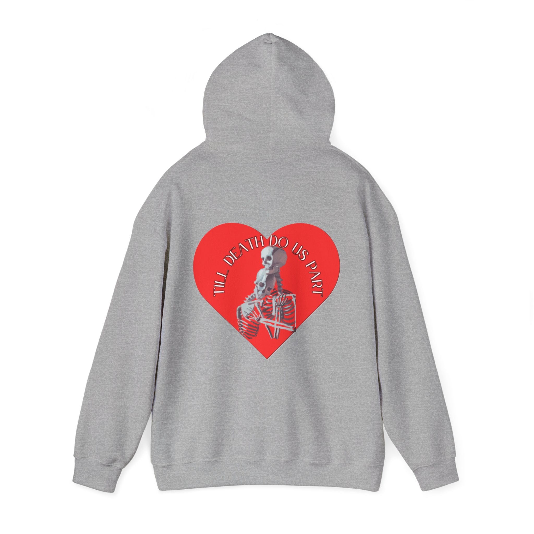 Skull and Heart Hoodie, gothic skull sweat-shirt, warm pullover, skull art, Romantic Skull Sweatshirt, Sweatshirt color, Edgy Love Skull Sweatshirt , design drawn by artist