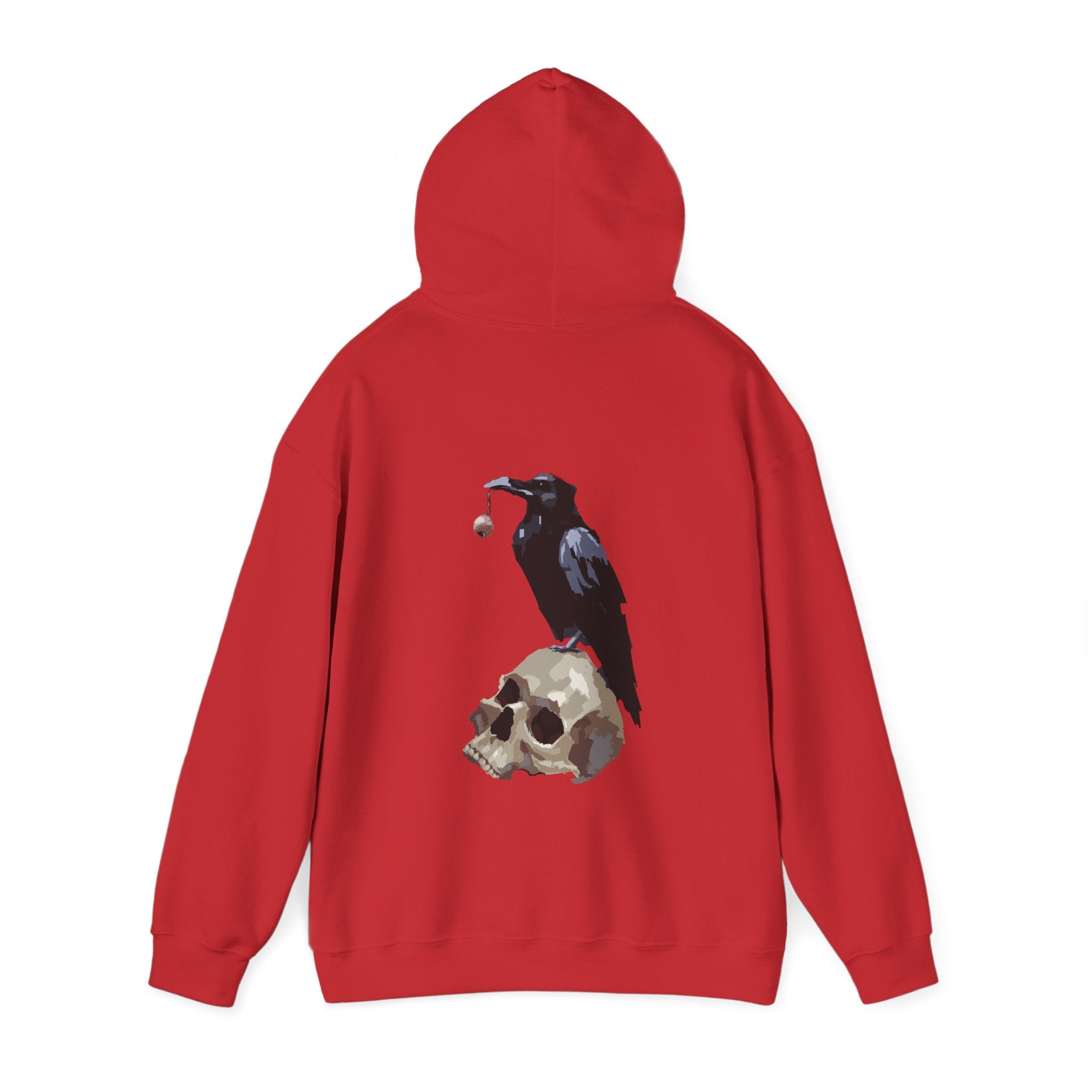 Crow & skull hoodie, edgy skull art Hoodie, gothic skull sweat-shirt, warm pullover, mysterious skull art, Skull and mask Hoodie, design drawn by artist