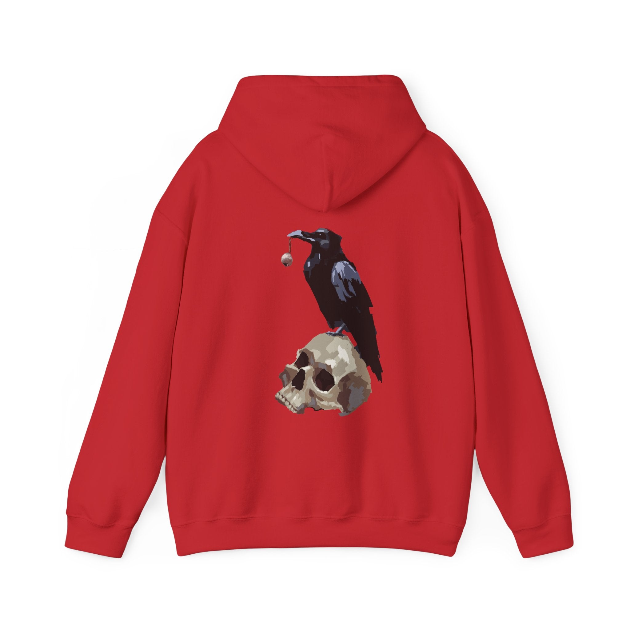 Crow & skull hoodie, edgy skull art Hoodie, gothic skull sweat-shirt, warm pullover, mysterious skull art, Skull and mask Hoodie, design drawn by artist