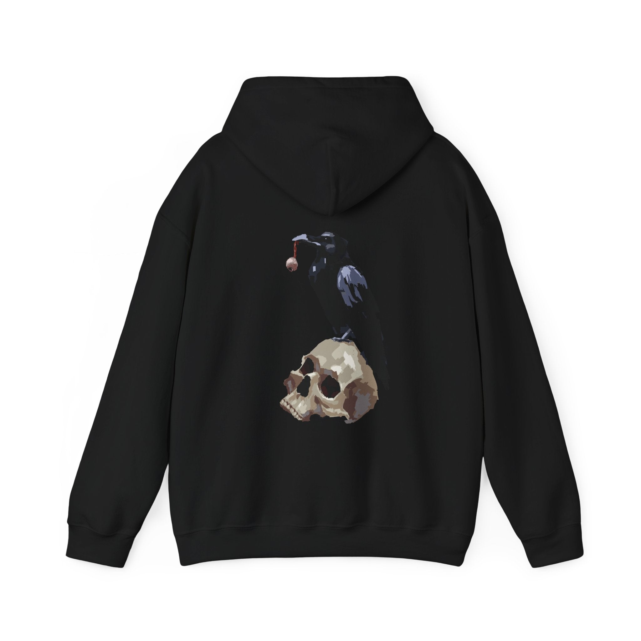 Crow & skull hoodie, edgy skull art Hoodie, gothic skull sweat-shirt, warm pullover, mysterious skull art, Skull and mask Hoodie, design drawn by artist