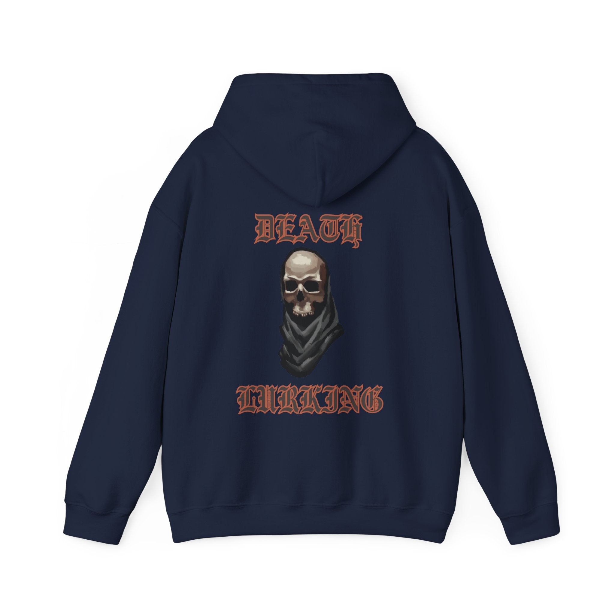 Death lurking hoodie, edgy skull art Hoodie, gothic skull sweat-shirt, warm pullover, mysterious skull art, Skull and mask Hoodie, design drawn by artist
