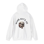 Death see's all skull art Hoodie, gothic skull sweat-shirt, reality skull pullover, skull art, Skull Drip Hoodie, design drawn by artist