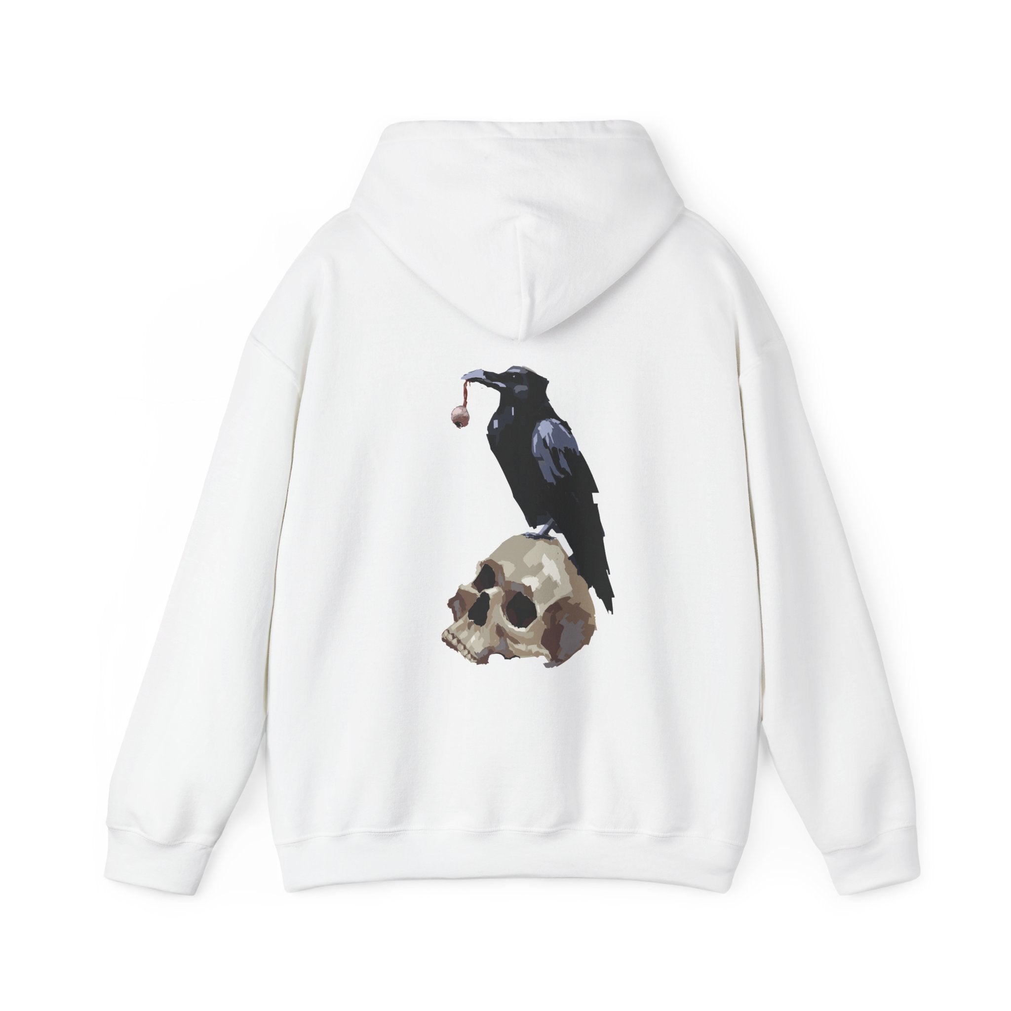 Crow & skull hoodie, edgy skull art Hoodie, gothic skull sweat-shirt, warm pullover, mysterious skull art, Skull and mask Hoodie, design drawn by artist