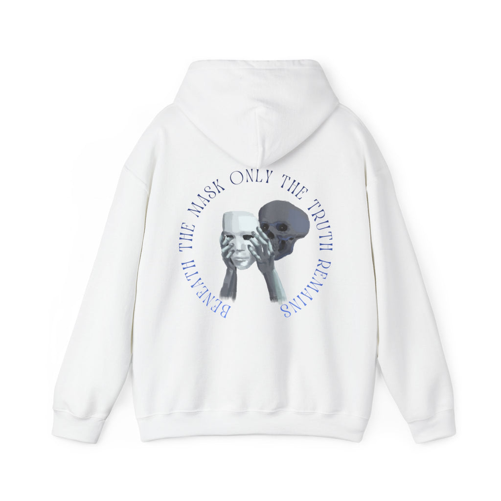 Masked death hoodie, edgy skull art Hoodie, gothic skull sweat-shirt, warm pullover, mysterious skull art, Skull and mask Hoodie, design drawn by artist