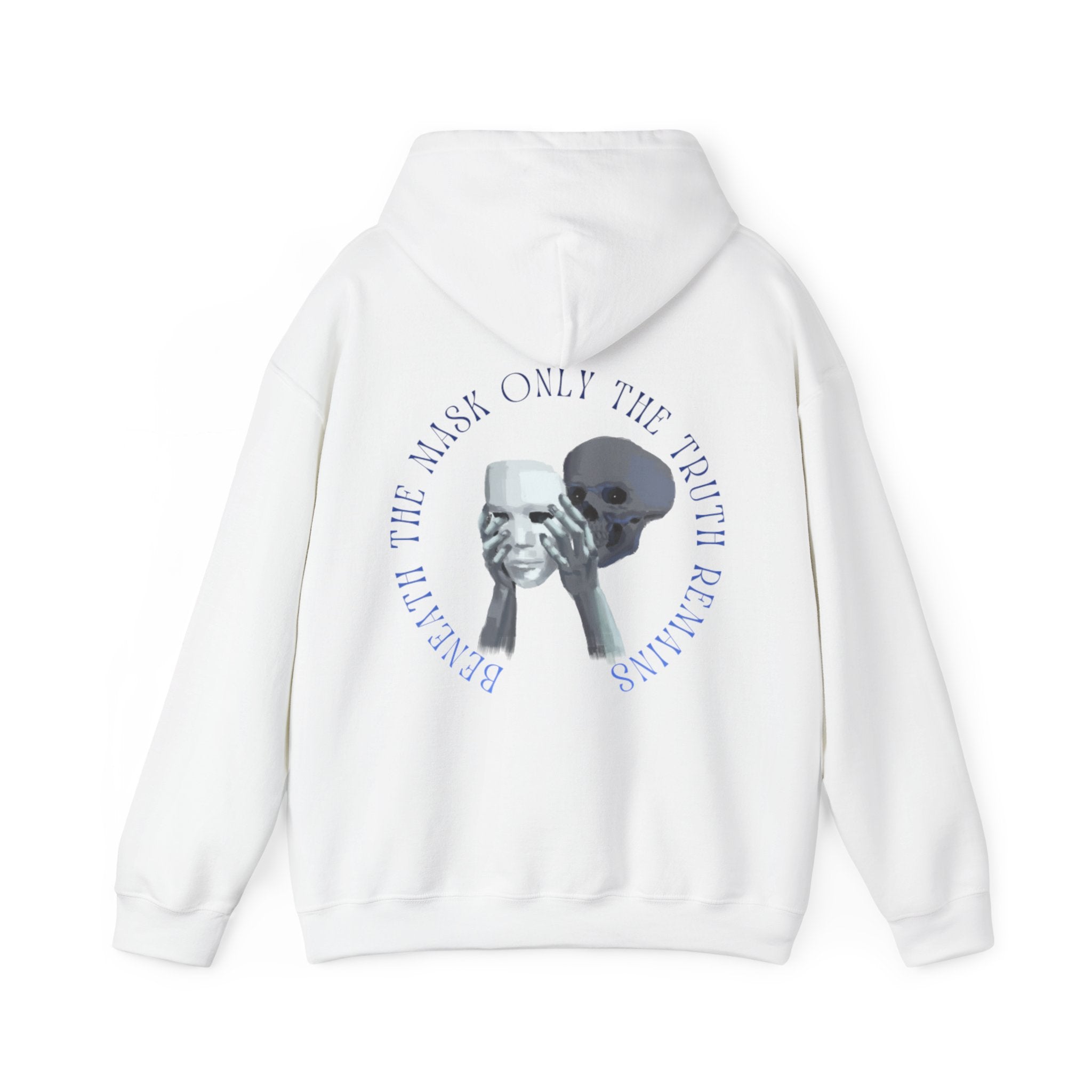 Masked death hoodie, edgy skull art Hoodie, gothic skull sweat-shirt, warm pullover, mysterious skull art, Skull and mask Hoodie, design drawn by artist