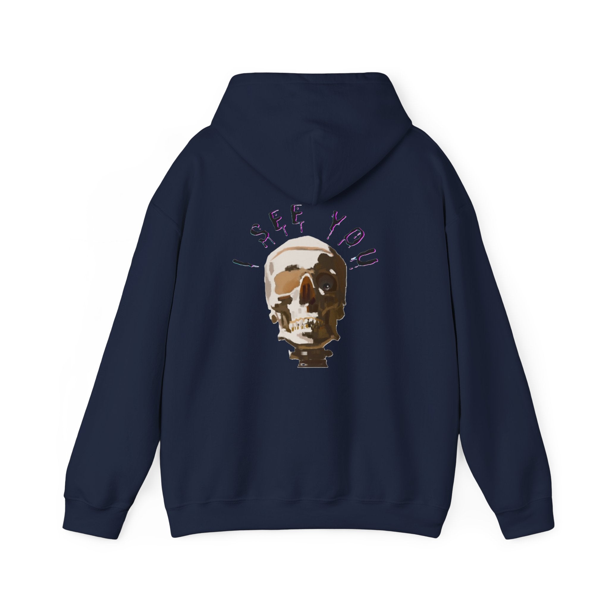 I see you skull Hoodie, gothic hoodie, warm pullover, dark skull art, Sweatshirt colored, scary design