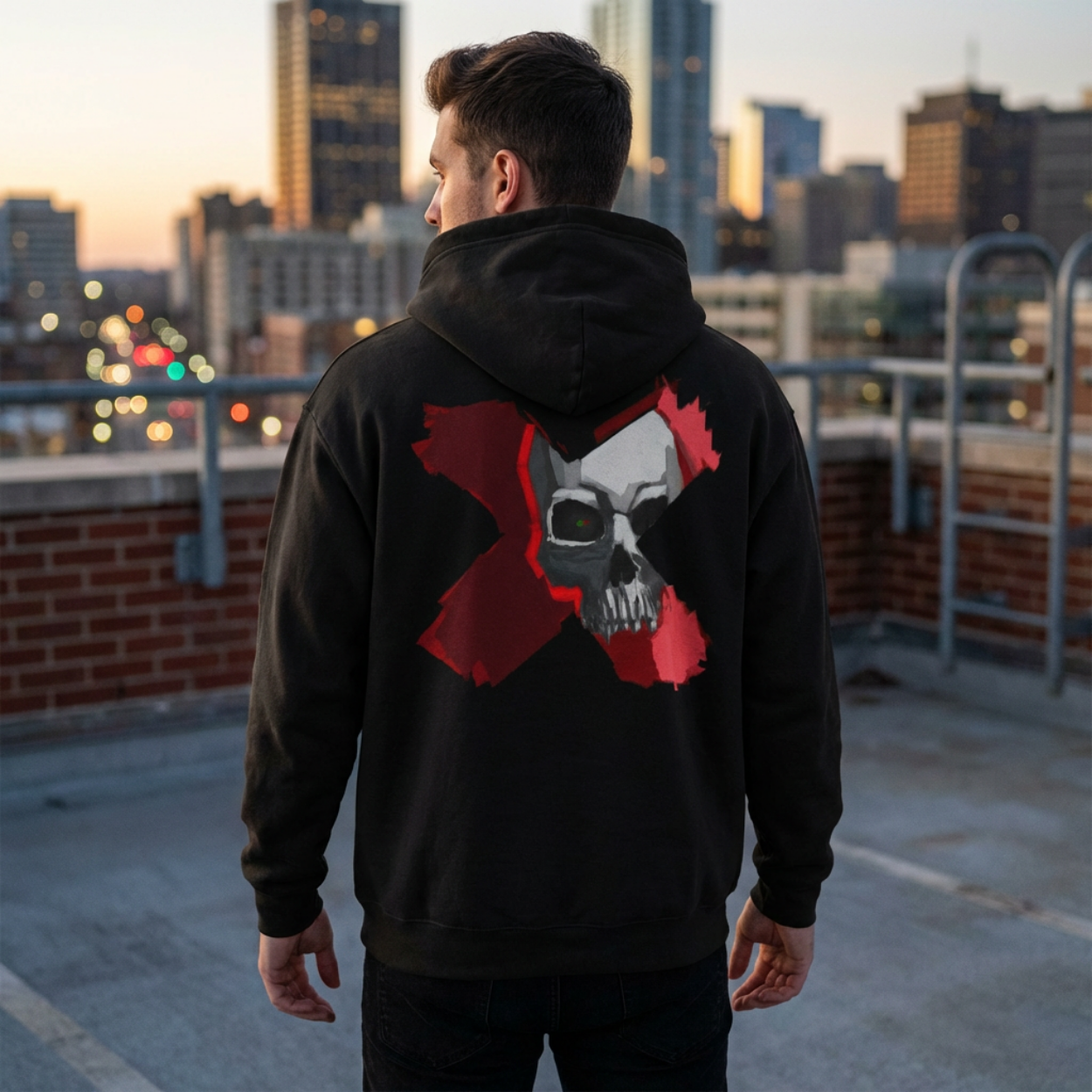 X skull art Hoodie, gothic skull sweat-shirt,  skull pullover, skull art, Skull Drip Hoodie, design drawn by artist