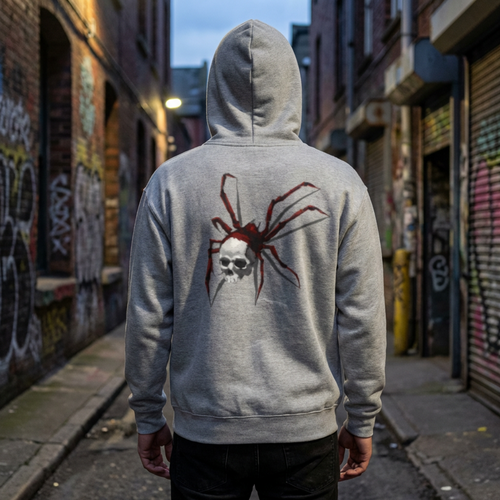 Spider skull art Hoodie, gothic skull sweat-shirt,  skull pullover, skull art, Skull Drip Hoodie, design drawn by artist