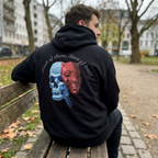 Mask RB skull Hoodie, gothic skull sweat-shirt, warm pullover, evil skull art, Skeleton Design Hoodie, Sweatshirt monochrome, Skull and Bones Hoodie, design drawn by artist