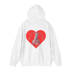 Skull and Heart Hoodie, gothic skull sweat-shirt, warm pullover, skull art, Romantic Skull Sweatshirt, Sweatshirt color, Edgy Love Skull Sweatshirt , design drawn by artist
