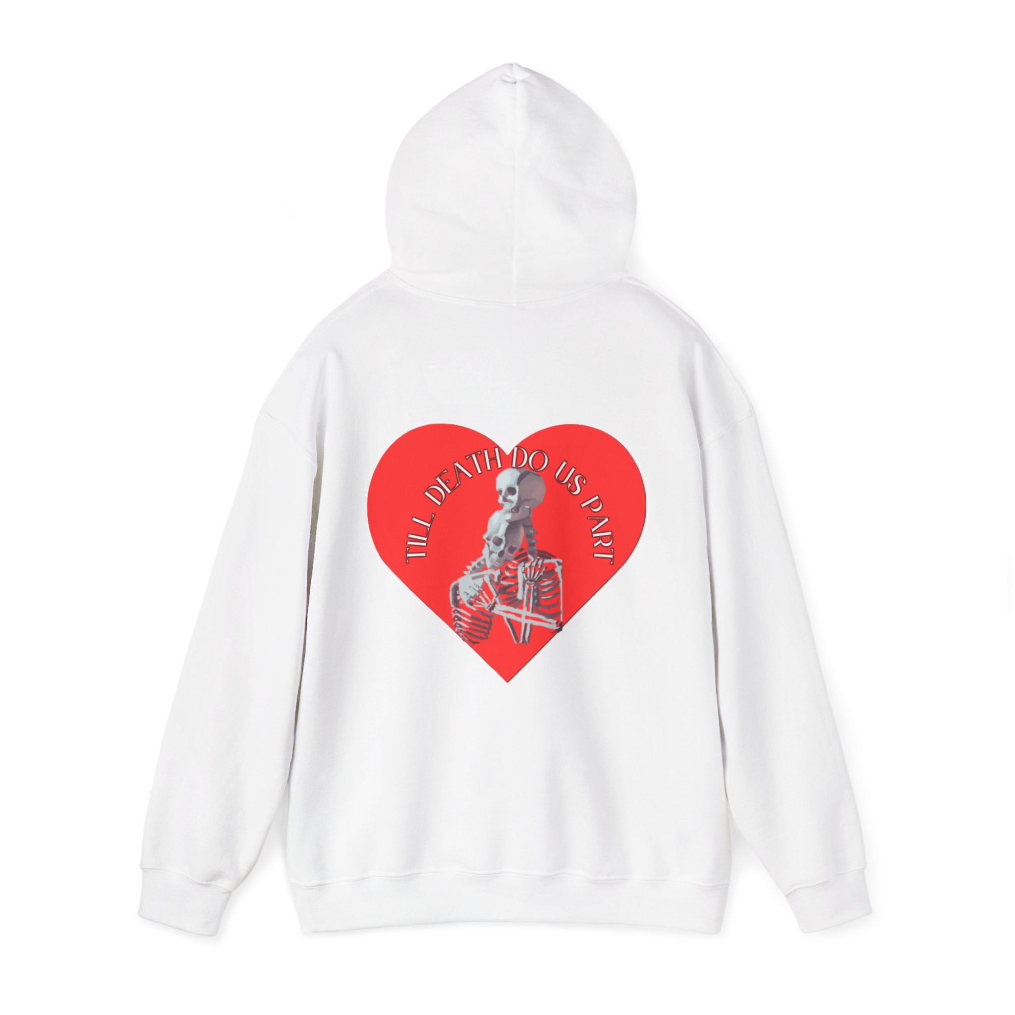 Skull and Heart Hoodie, gothic skull sweat-shirt, warm pullover, skull art, Romantic Skull Sweatshirt, Sweatshirt color, Edgy Love Skull Sweatshirt , design drawn by artist