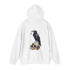 Crow & skull hoodie, edgy skull art Hoodie, gothic skull sweat-shirt, warm pullover, mysterious skull art, Skull and mask Hoodie, design drawn by artist