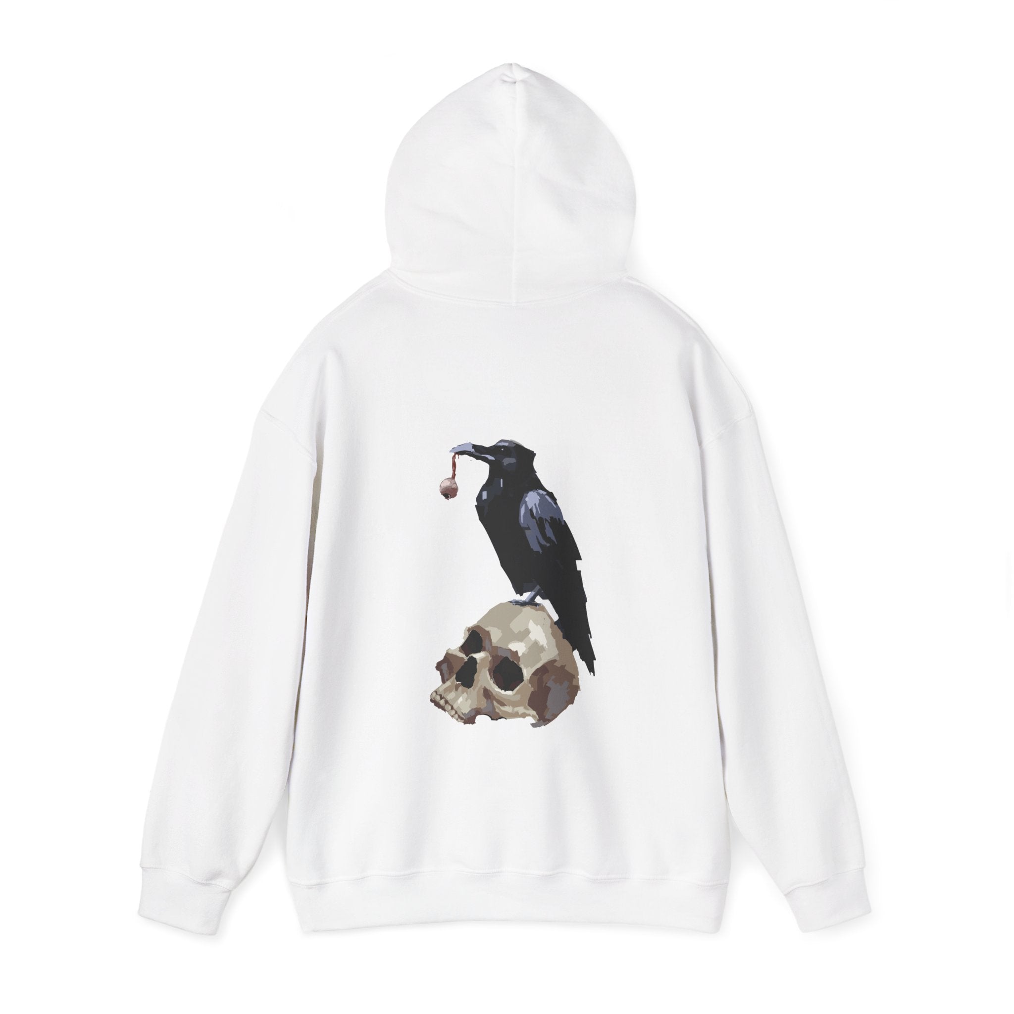 Crow & skull hoodie, edgy skull art Hoodie, gothic skull sweat-shirt, warm pullover, mysterious skull art, Skull and mask Hoodie, design drawn by artist