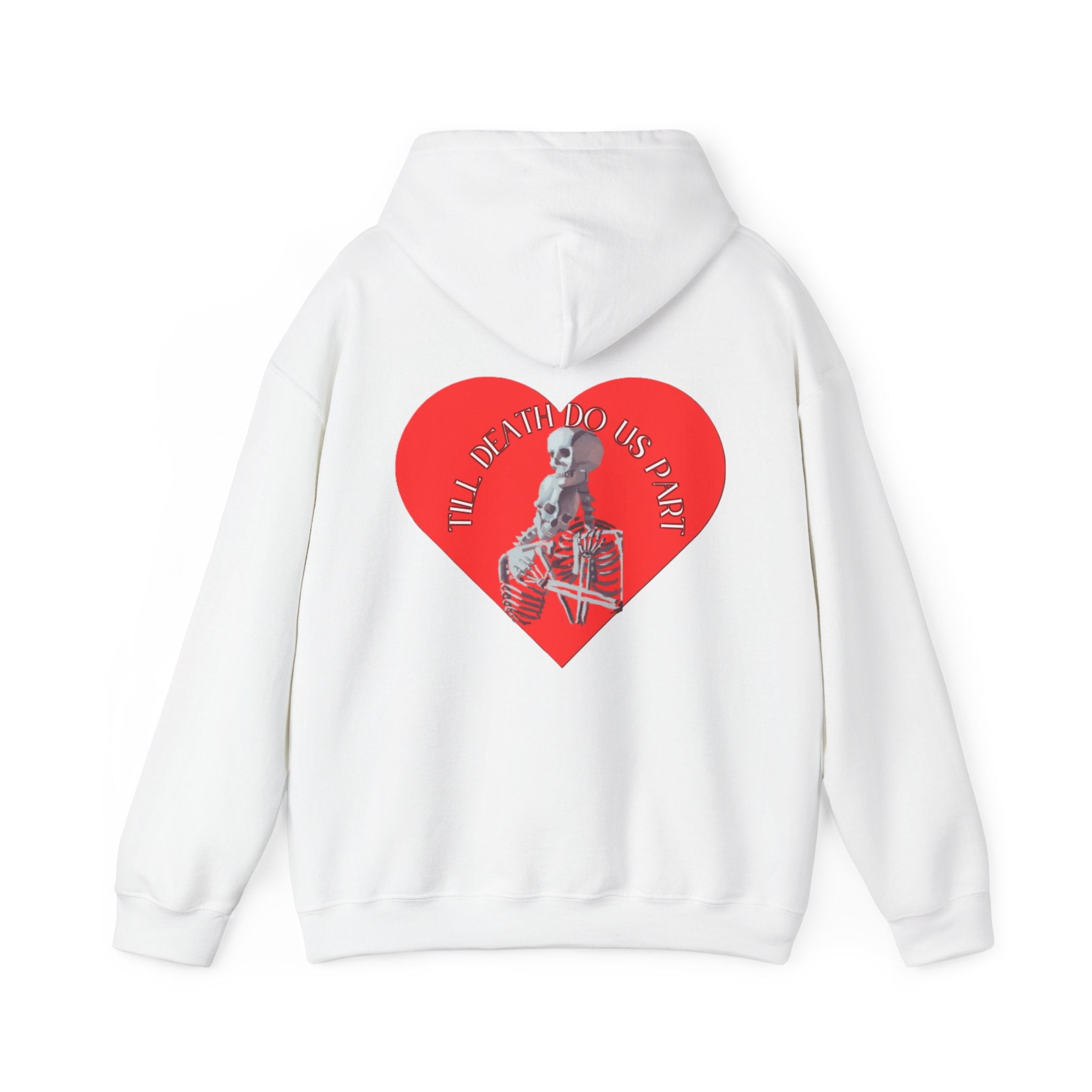 Skull and Heart Hoodie, gothic skull sweat-shirt, warm pullover, skull art, Romantic Skull Sweatshirt, Sweatshirt color, Edgy Love Skull Sweatshirt , design drawn by artist