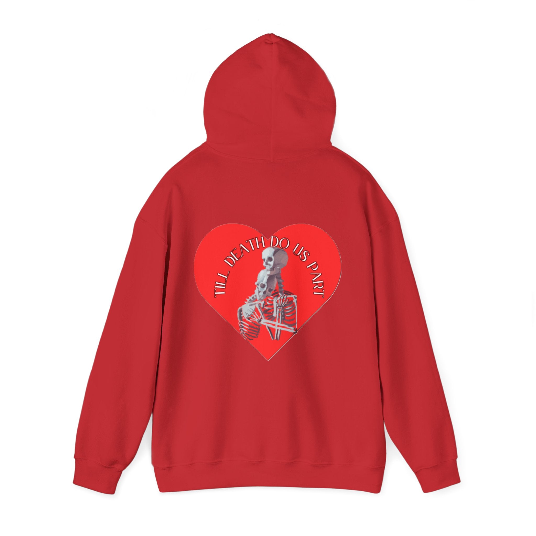 Skull and Heart Hoodie, gothic skull sweat-shirt, warm pullover, skull art, Romantic Skull Sweatshirt, Sweatshirt color, Edgy Love Skull Sweatshirt , design drawn by artist