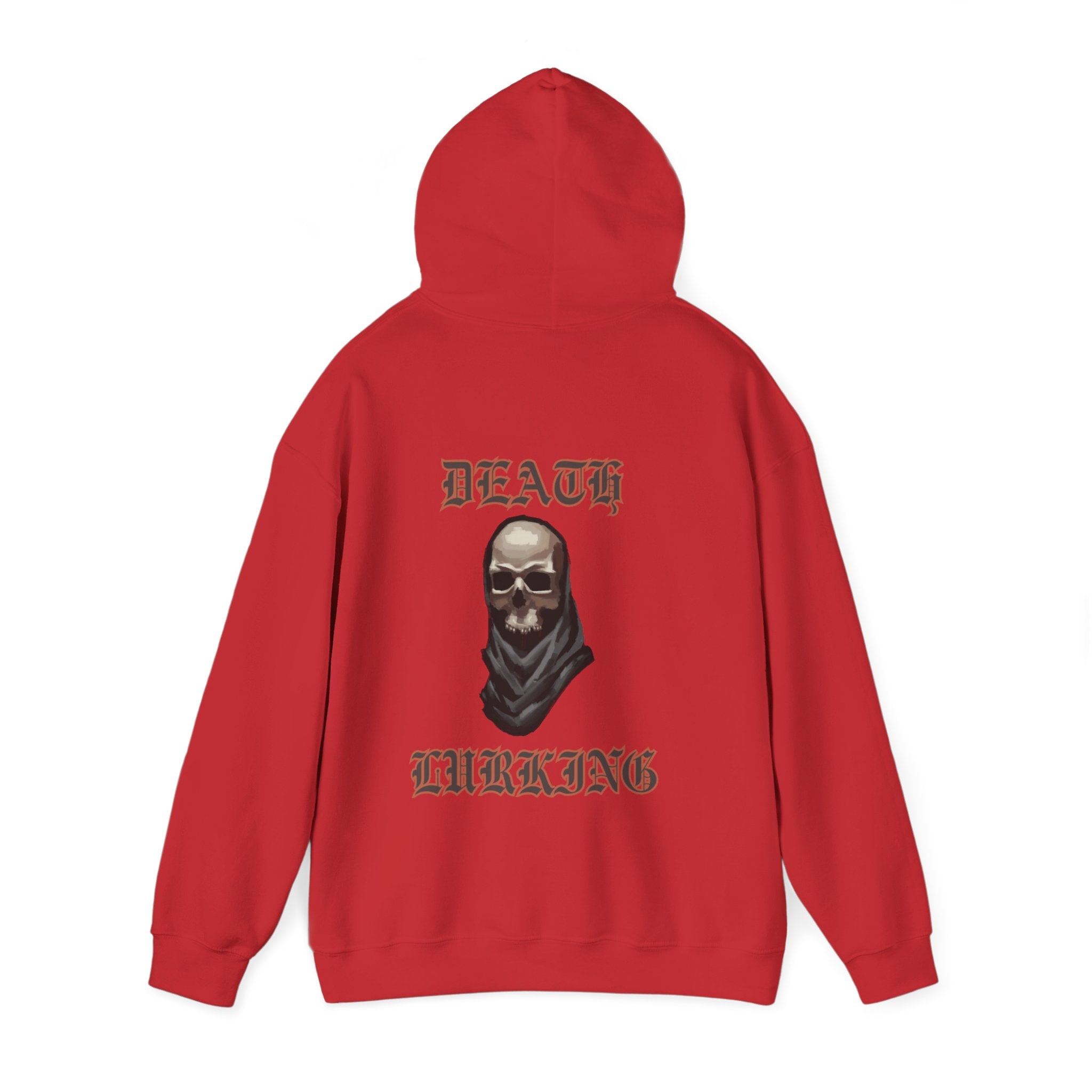 Death lurking hoodie, edgy skull art Hoodie, gothic skull sweat-shirt, warm pullover, mysterious skull art, Skull and mask Hoodie, design drawn by artist