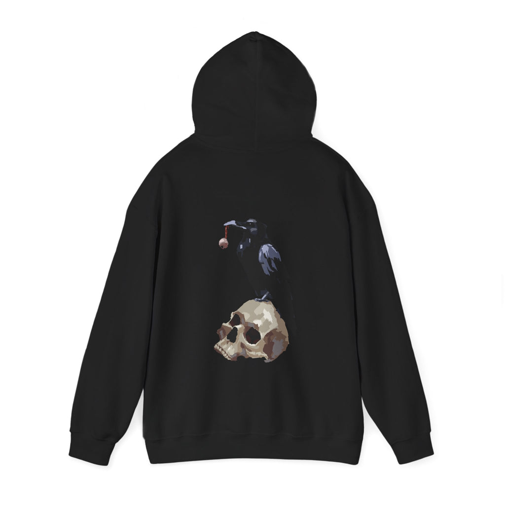 Crow & skull hoodie, edgy skull art Hoodie, gothic skull sweat-shirt, warm pullover, mysterious skull art, Skull and mask Hoodie, design drawn by artist