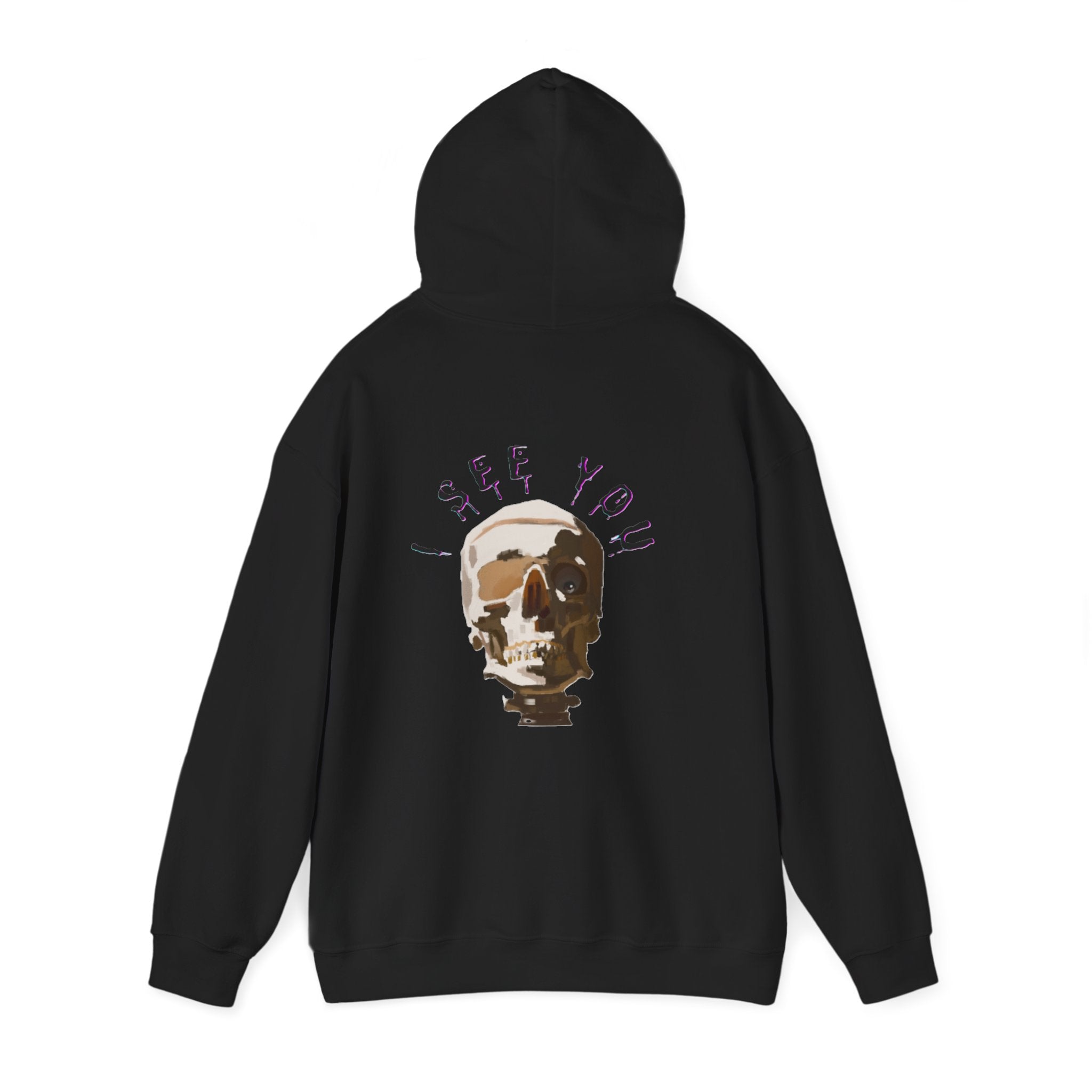 I see you skull Hoodie, gothic hoodie, warm pullover, dark skull art, Sweatshirt colored, scary design