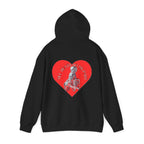 Skull and Heart Hoodie, gothic skull sweat-shirt, warm pullover, skull art, Romantic Skull Sweatshirt, Sweatshirt color, Edgy Love Skull Sweatshirt , design drawn by artist