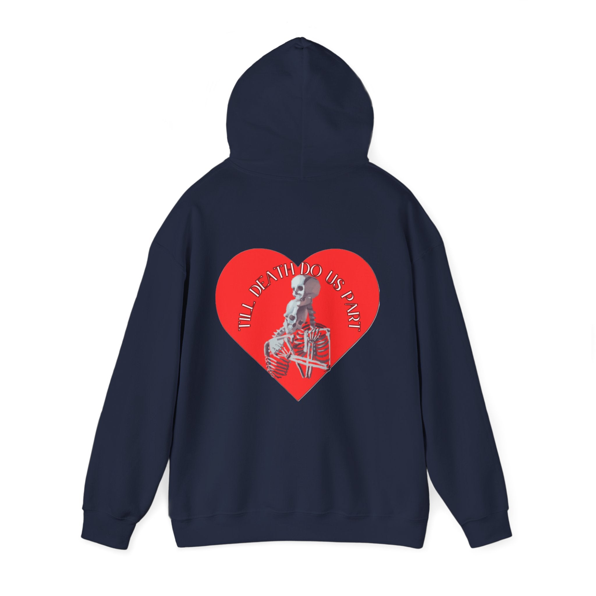 Skull and Heart Hoodie, gothic skull sweat-shirt, warm pullover, skull art, Romantic Skull Sweatshirt, Sweatshirt color, Edgy Love Skull Sweatshirt , design drawn by artist