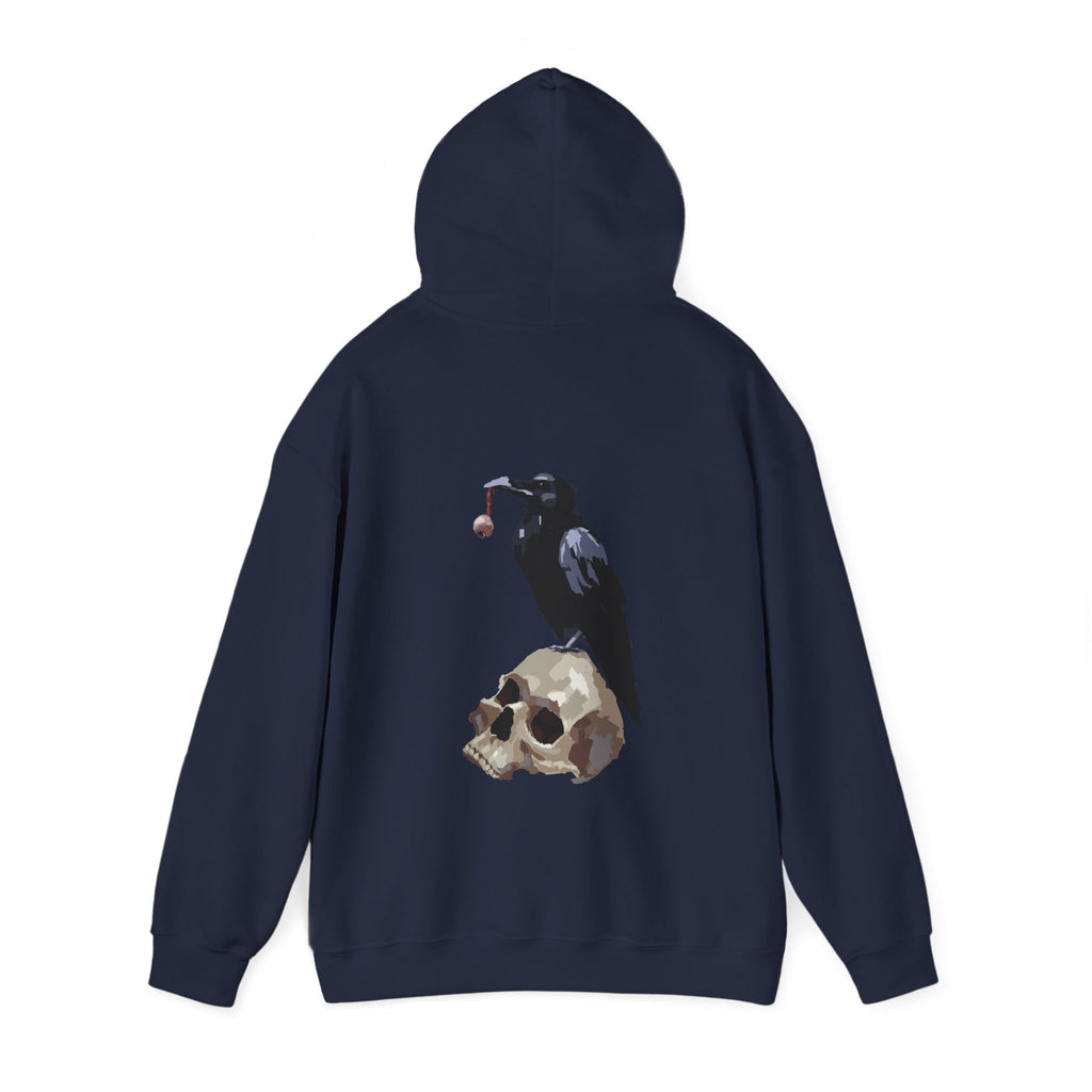 Crow & skull hoodie, edgy skull art Hoodie, gothic skull sweat-shirt, warm pullover, mysterious skull art, Skull and mask Hoodie, design drawn by artist