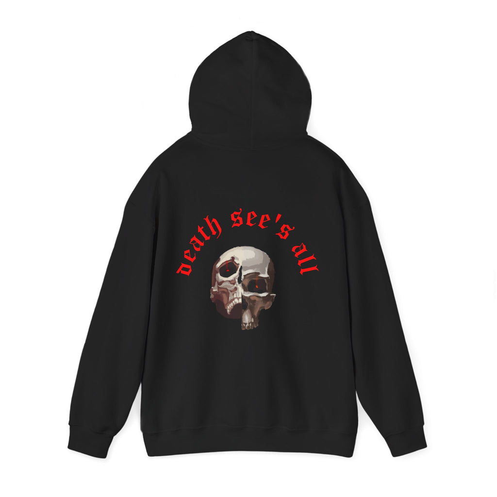 Death see's all skull art Hoodie, gothic skull sweat-shirt, reality skull pullover, skull art, Skull Drip Hoodie, design drawn by artist