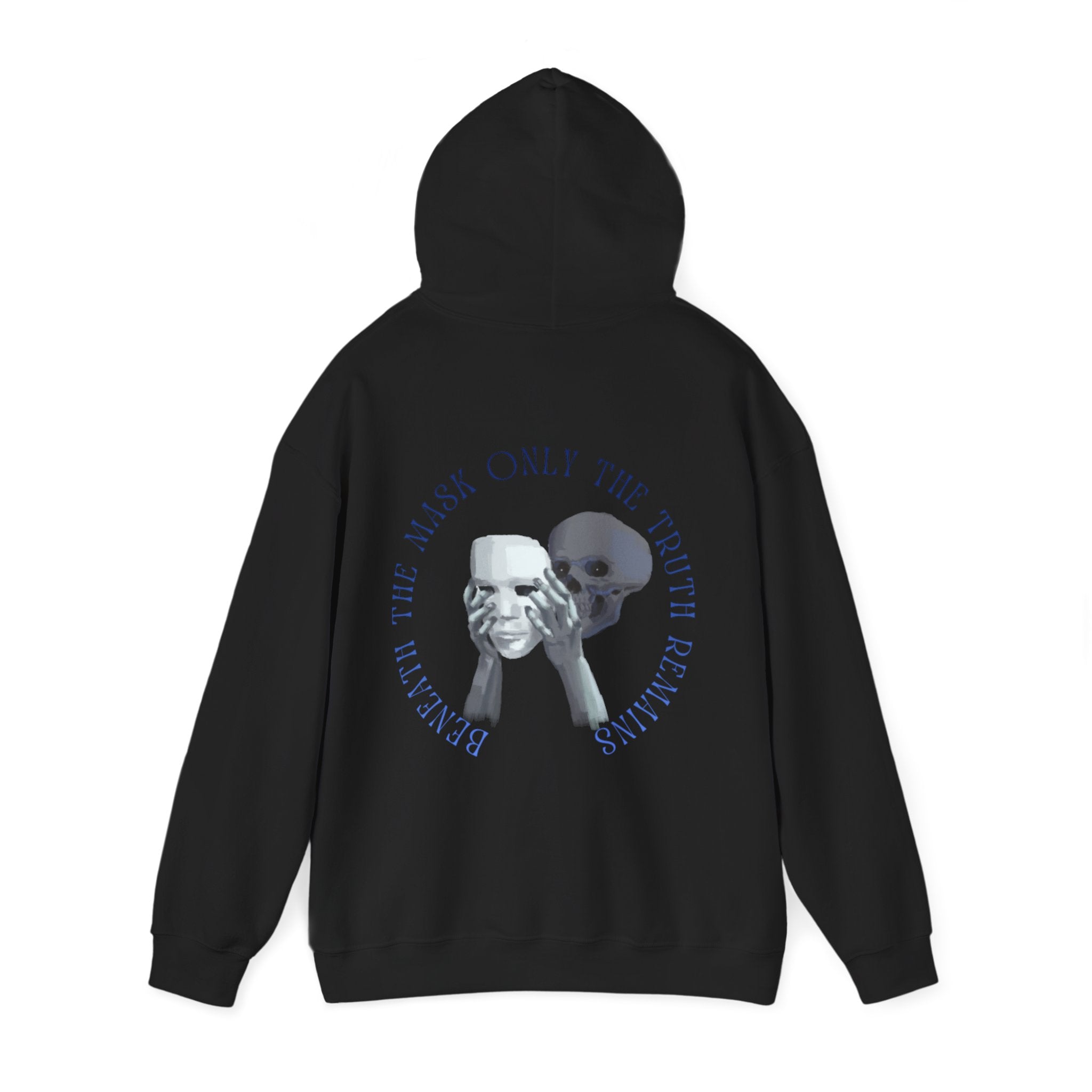 Masked death hoodie, edgy skull art Hoodie, gothic skull sweat-shirt, warm pullover, mysterious skull art, Skull and mask Hoodie, design drawn by artist