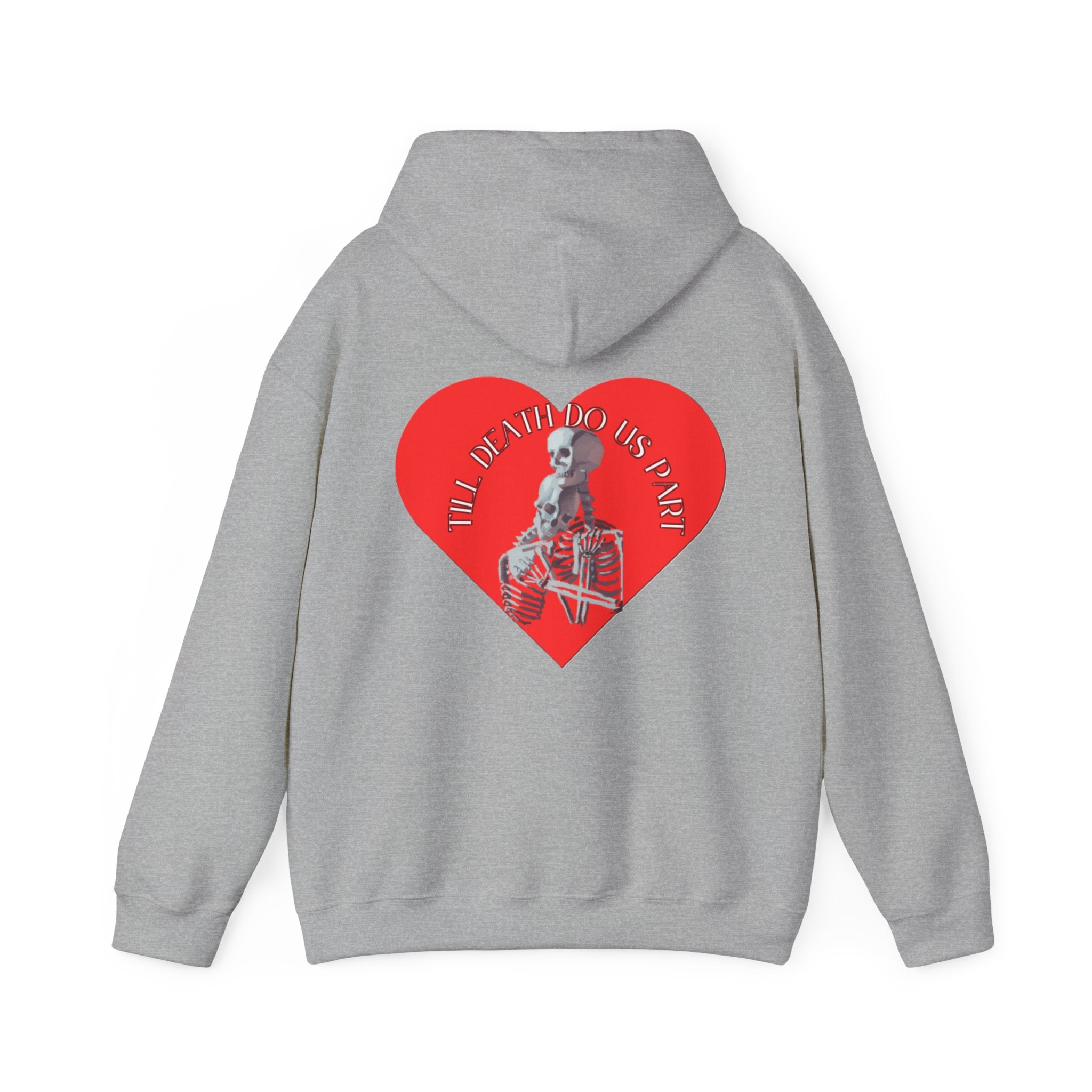 Skull and Heart Hoodie, gothic skull sweat-shirt, warm pullover, skull art, Romantic Skull Sweatshirt, Sweatshirt color, Edgy Love Skull Sweatshirt , design drawn by artist