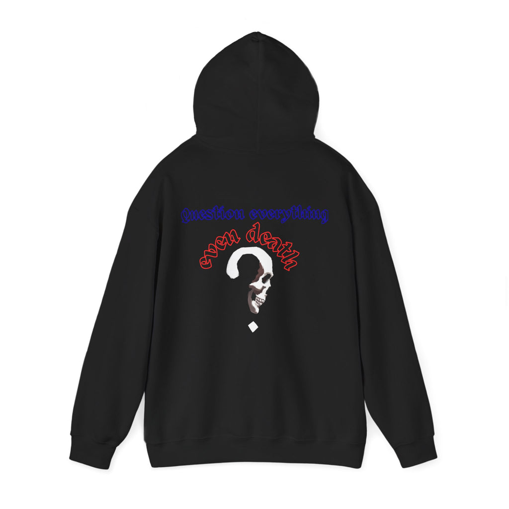 Question skull Hoodie, gothic skull sweat-shirt, warm pullover, question skull art, Skeleton Design Hoodie, Sweatshirt monochrome, Skull and Bones Hoodie, design drawn by artist