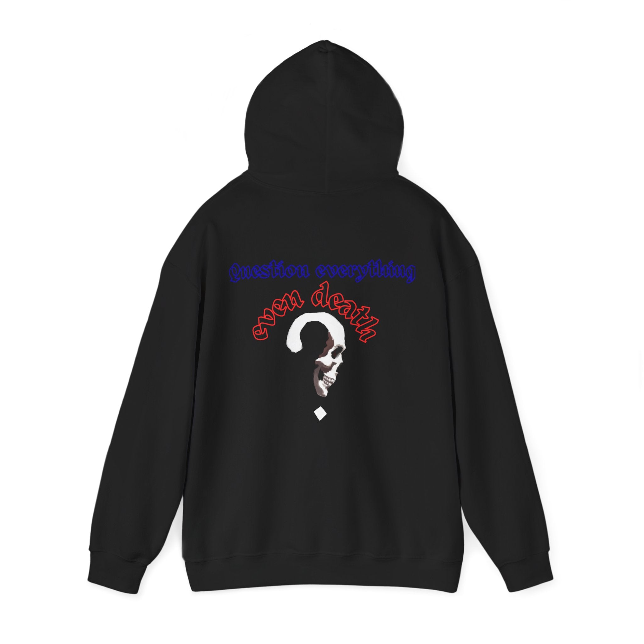 Question skull Hoodie, gothic skull sweat-shirt, warm pullover, question skull art, Skeleton Design Hoodie, Sweatshirt monochrome, Skull and Bones Hoodie, design drawn by artist