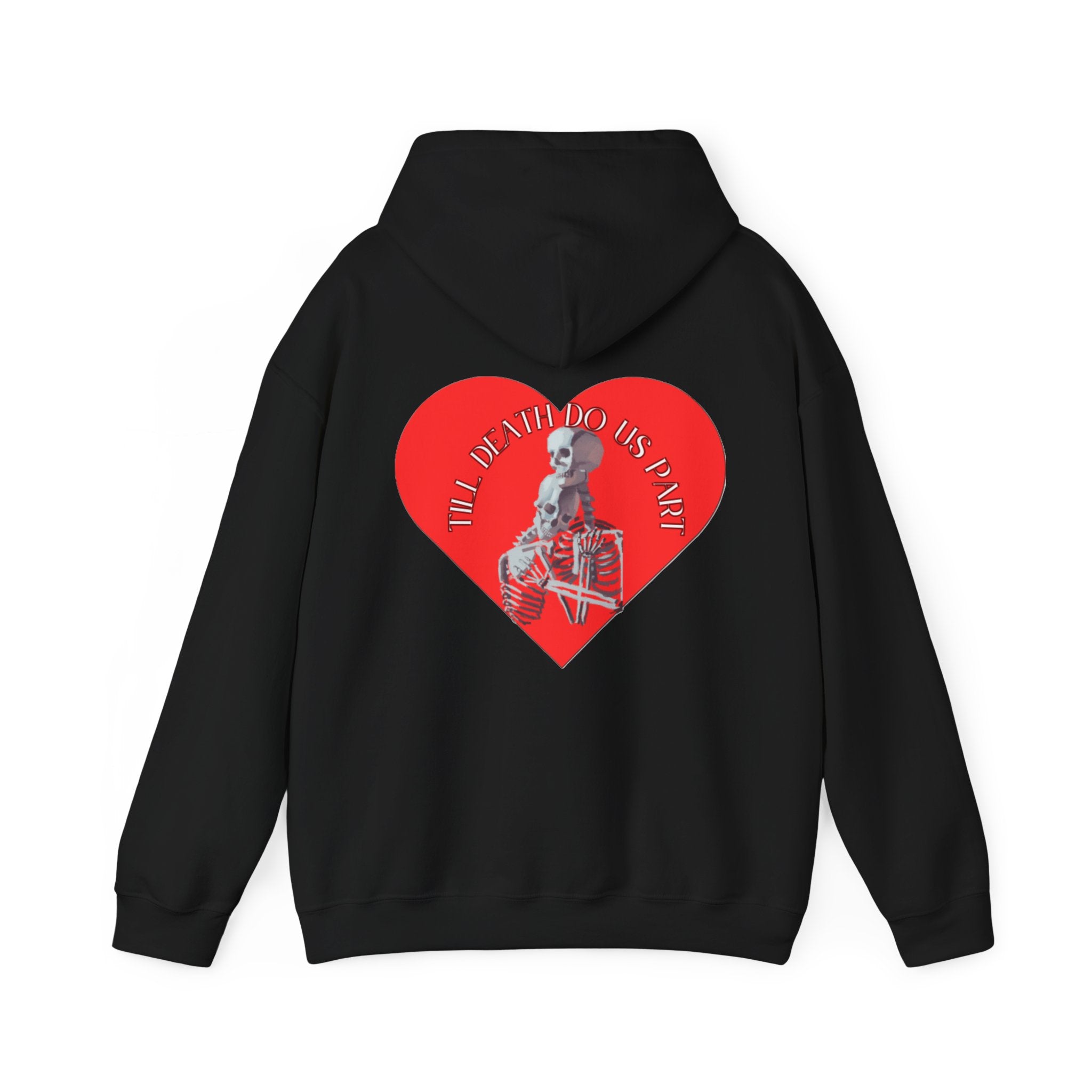 Skull and Heart Hoodie, gothic skull sweat-shirt, warm pullover, skull art, Romantic Skull Sweatshirt, Sweatshirt color, Edgy Love Skull Sweatshirt , design drawn by artist